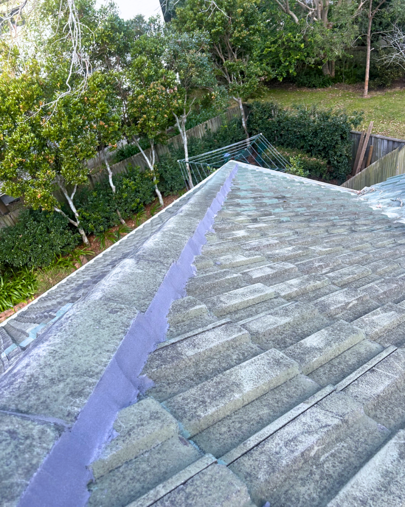 Freshly repointed roof ridge